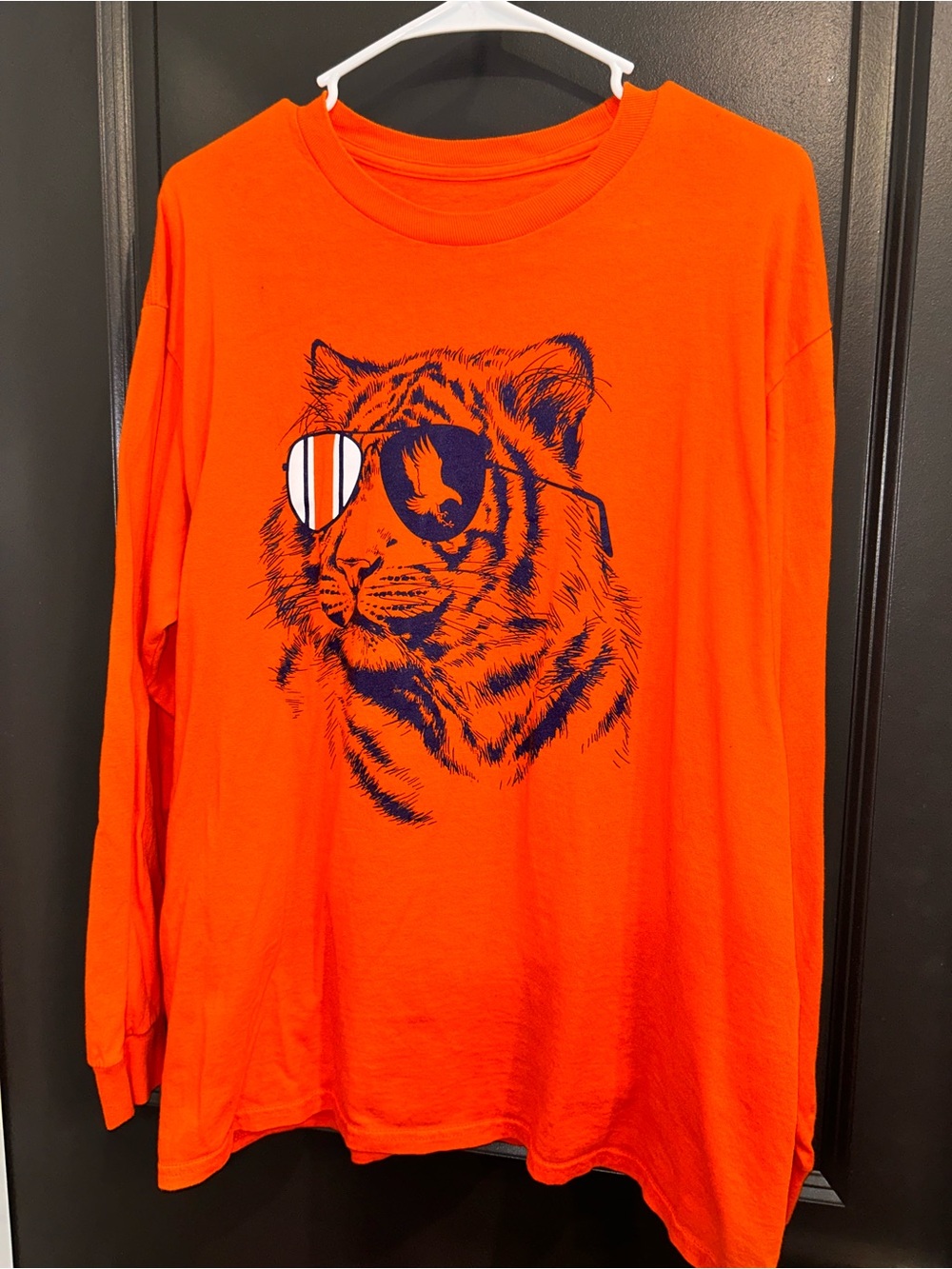 Graphic Tiger Long Sleeve Tee in Bright Orange